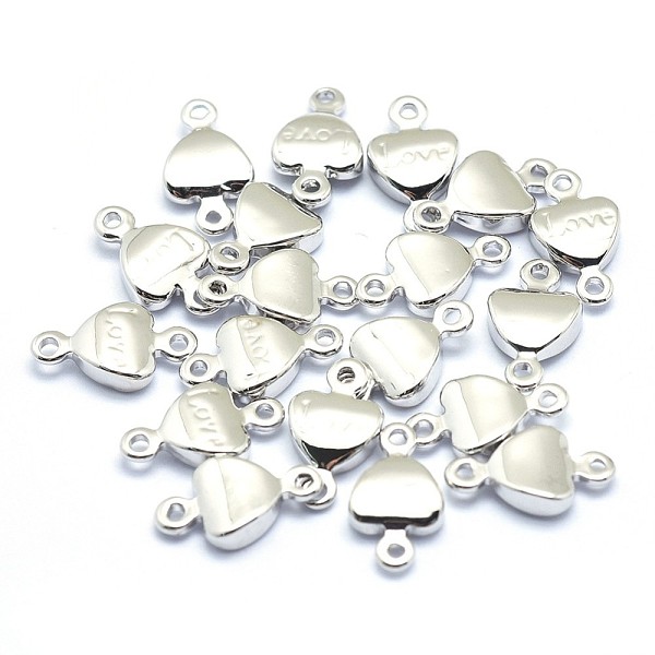 

PandaHall Brass Links Connectors, Cadmium Free & Nickel Free & Lead Free, Heart with Word Love, For Valentine's Day, Real Platinum Plated...