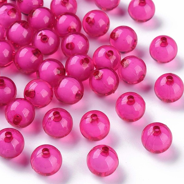 

PandaHall Transparent Acrylic Beads, Bead in Bead, Round, Medium Violet Red, 11.5x11mm, Hole: 2mm, about 520pcs/500g Acrylic Round
