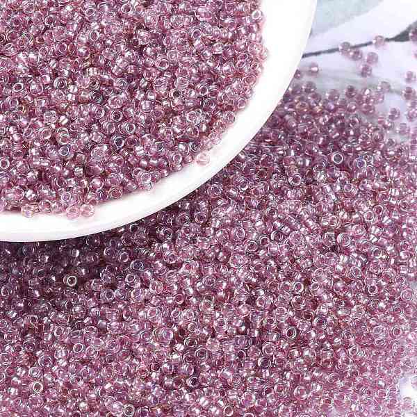 

PandaHall MIYUKI Round Rocailles Beads, Japanese Seed Beads, 15/0, (RR3523), 1.5mm, Hole: 0.7mm, about 5555pcs/10g Glass Pink