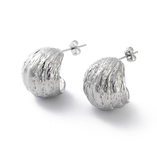 

PandaHall 304 Stainless Steel Round Stud Earrings, Half Hoop Earrings, Stainless Steel Color, 19x18mm 304 Stainless Steel Round
