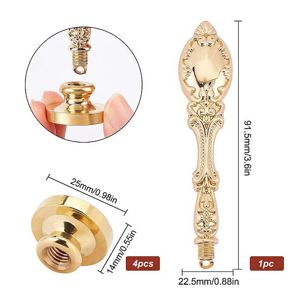 

PandaHall CRASPIRE Alloy Handle and Brass Wax Seal Stamp Head Sets, Mixed Patterns, 2.5x1.4cm, 5pcs/set Brass