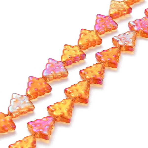 

PandaHall Transparent Electroplate Glass Bead Strands, Rainbow Plated, Christmas Trees, Dark Orange, 15.5~16x14.5~15x4.5~5mm, Hole: 1mm...