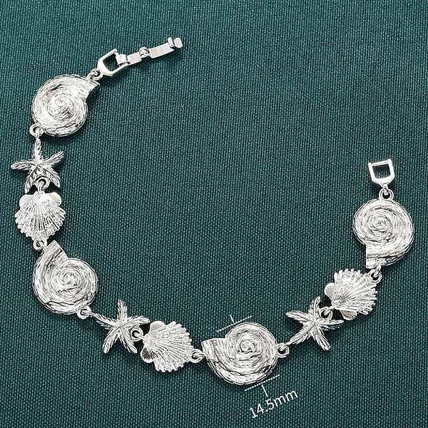 Bracelets à maillons en laiton micro pavé en zircone cubique transparente en forme d'étoile de mer et de coquillage