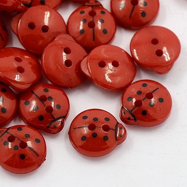 

PandaHall Acrylic Sewing Buttons, 2-Hole, Dyed, Ladybug, Dark Red, 13x12x4.5mm, Hole: 1mm Acrylic Insects Red