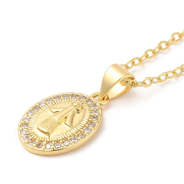

PandaHall Brass Micro Pave Cubic Zirconia Pendants Necklace, Oval, 17.40 inch(44.2cm) Brass Oval