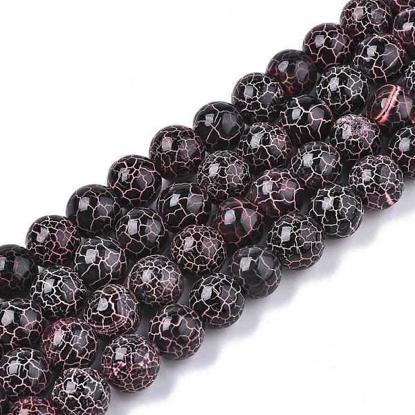 

PandaHall Natural Fire Crackle Agate Beads Strands, Dyed, Round, Indian Red, 8x7.5~8mm, Hole: 1mm, about 48~49pcs/strand, 14.3 inch Fire...
