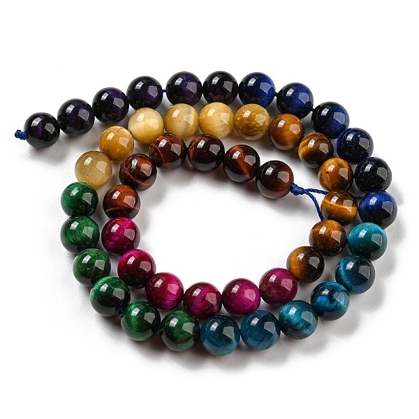 

PandaHall Gradient Color Natural Tiger Eye Beads Strands, Round, Grade A, Mixed Dyed and Undyed, 8mm, Hole: 1.2mm, about 48pcs/strand...