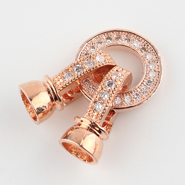 

PandaHall Brass Micro Pave Cubic Zirconia Fold Over Clasps, Rose Gold, 27x11x7mm, Hole: 1mm & 4mm Brass+Cubic Zirconia