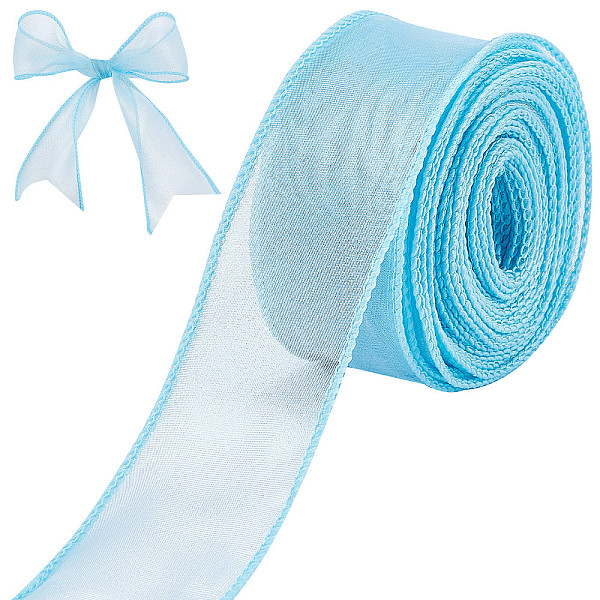 

PandaHall CRASPIRE Sheer Organza Ribbon Light Blue 40mm x 10m Chiffon Ribbon roll for DIY Crafts, Gift Wrapping, Bouquet, Bows, Wedding...