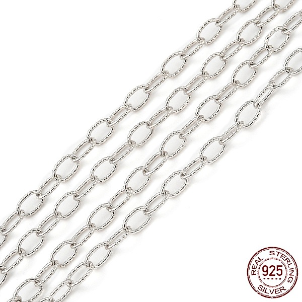 

PandaHall Rhodium Plated 925 Sterling Silver Cable Chains, Soldered, Platinum, Link: 5.5x3.5x0.5mm Sterling Silver