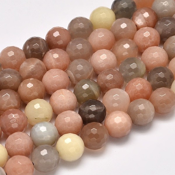 

PandaHall Grade AA Natural Multi-Moonstone & Sunstone Faceted Round Beads Strands, 6mm, Hole: 1mm, about 63pcs/strand, 15.5 inch...