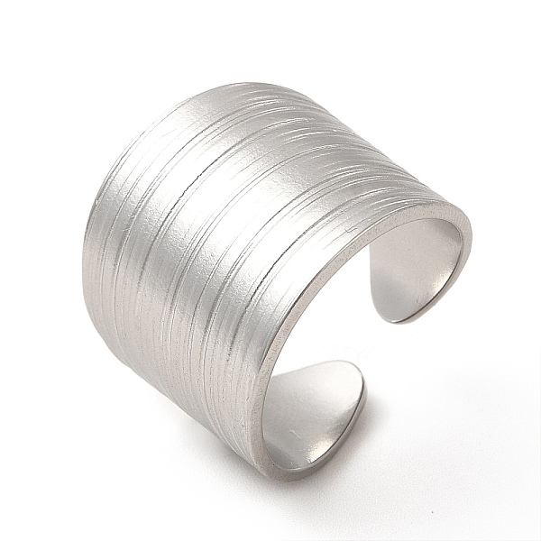 

PandaHall 304 Stainless Steel Textured Wide Open Cuff Ring for Women, Stainless Steel Color, US Size 7 1/4(17.5mm) 304 Stainless Steel