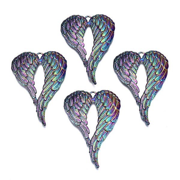 

PandaHall Alloy Big Pendants, Cadmium Free & Nickel Free & Lead Free, Heart with Wing, Rainbow Color, 68x46.5x4.5mm, Hole: 3mm Alloy Heart