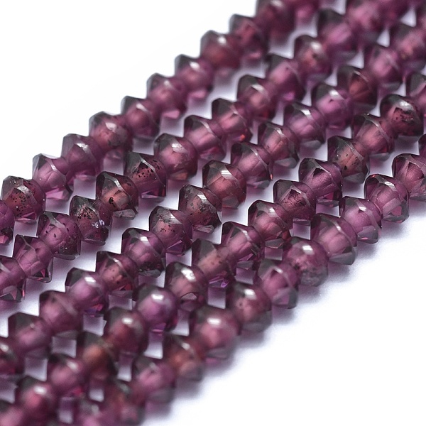 

PandaHall Natural Garnet Beads Strands, Bicone, Faceted, 3x2mm, Hole: 0.5mm, about 190~200pcs/strand, 15.35 inch(39cm) Garnet Bicone
