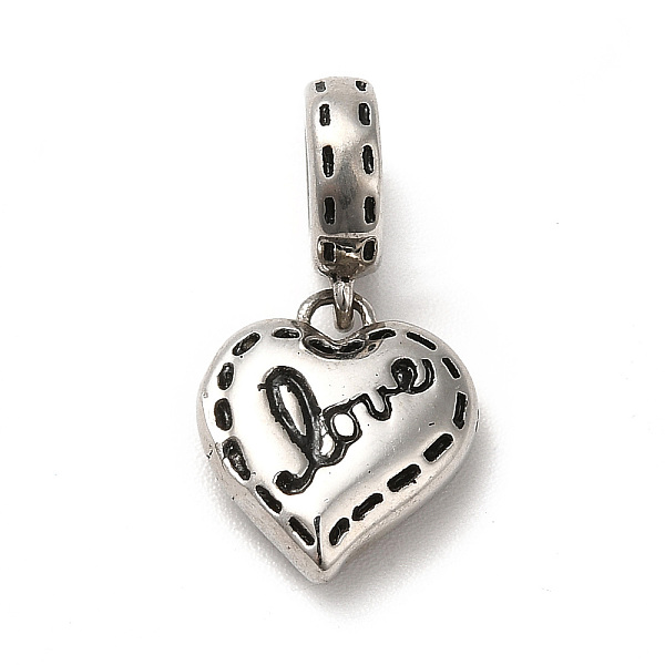 

PandaHall 304 Stainless Steel European Dangle Charms, Large Hole Pendants, Heart with Word Love, Antique Silver, 21mm, Heart: 13x11x4mm...