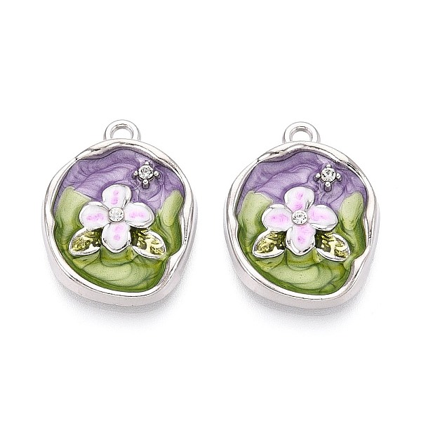 Rack Plating Alloy Rhinestone Enamel Pendants