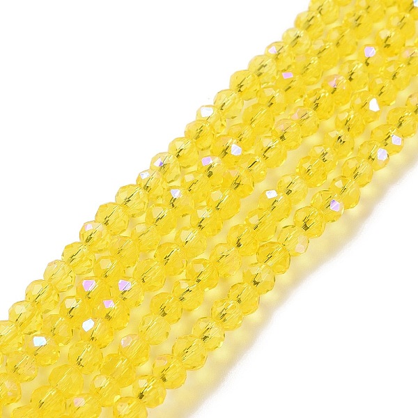 

PandaHall Electroplate Glass Beads Strands, Half Rainbow Plated, Faceted, Rondelle, Champagne Yellow, 8x6mm, Hole: 1mm, about...