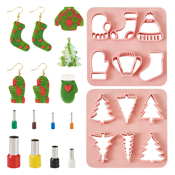 

PandaHall Christmas Theme ABS Plastic Plasticine Tools, Clay Dough Cutters, Moulds, with Hole Punchs, Mixed Shapes Plastic Mixed Shapes