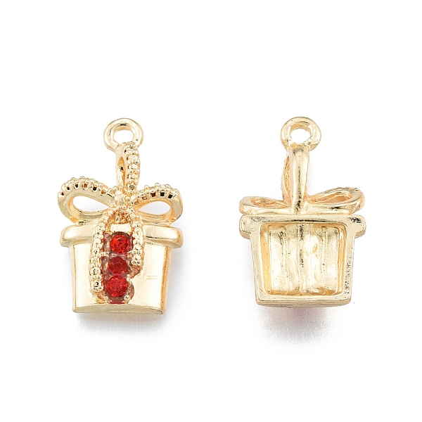 

PandaHall Alloy Rhinestone Pendants, Bowknot Gift Box, for Christmas, Light Gold, 21.5x13x4.5mm, Hole: 1.6mm Alloy+Rhinestone Box Red