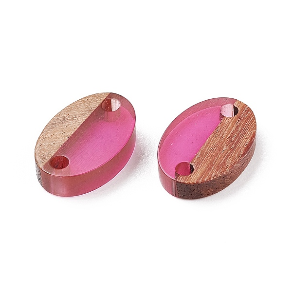 

PandaHall Resin & Walnut Wood Links connectors, Oval, Mixed Color, 15.5x10.5x3~3.5mm, Hole: 1.8mm Resin+Wood Oval Multicolor