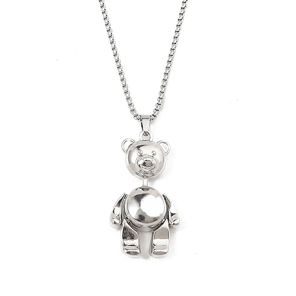 

PandaHall Zinc Alloy with Rhinestone Bear Pendant Necklaces, 201 Stainless Steel Chains Necklaces , Stainless Steel Color, 23.62 inch(60cm)...