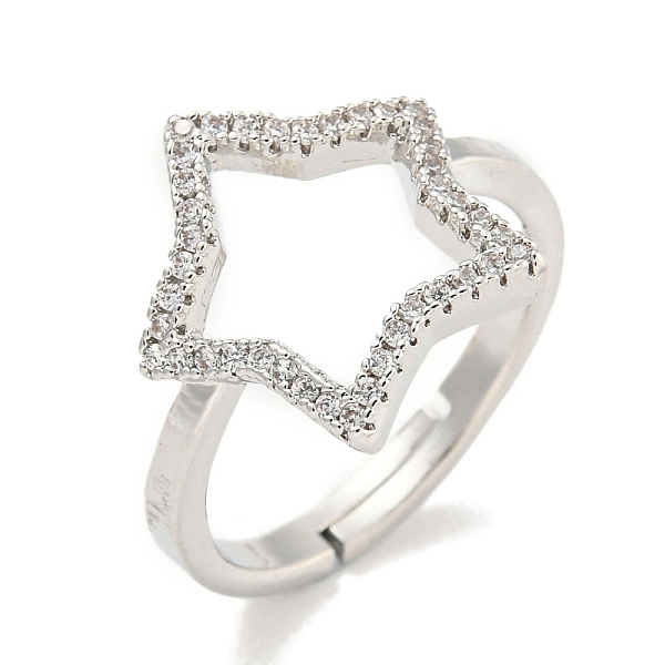 

PandaHall Star Rack Plating Brass Micro Pave Cubic Zirconia Adjustable Rings for Women, Cadmium Free & Lead Free, Long-Lasting Plated..., Clear