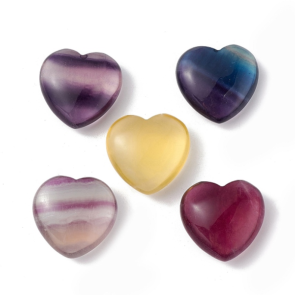 

PandaHall Natural Fluorite Home Heart Love Stones, Pocket Palm Stones for Reiki Balancing, 20x20x9mm Fluorite Heart