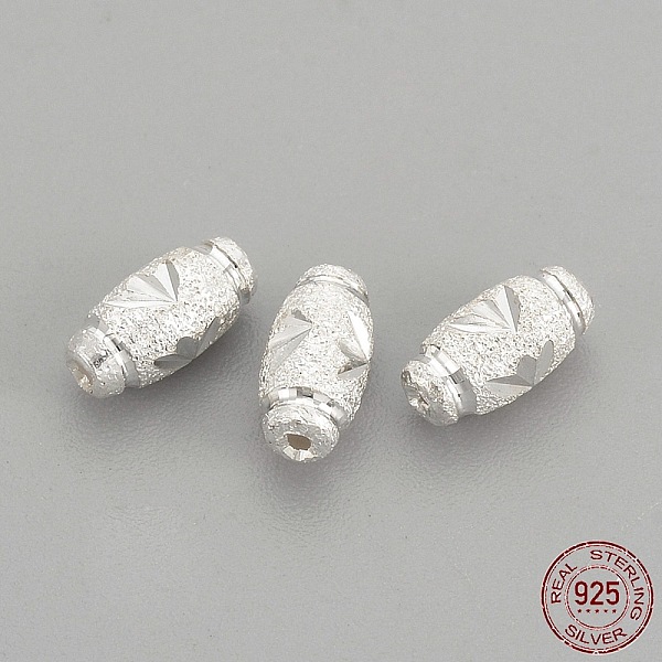 

PandaHall 925 Sterling Silver Beads, Textured, Oval, Silver, 6x3mm, Hole: 0.5mm Sterling Silver Oval Silver