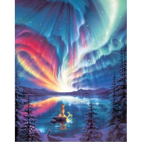 

PandaHall DIY Rectangle Forest Aurora Mermaid Scenery Theme Diamond Painting Kits, Including Canvas, Resin Rhinestones, Diamond Sticky Pen...