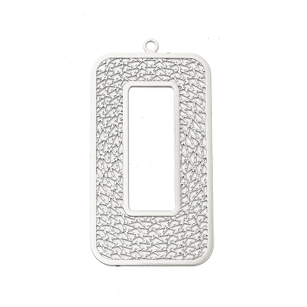

PandaHall Rack Plating Brass Filigree Pendants, Long-Lasting Plated, Rectangle Charms, Platinum, 43.5x22x0.3mm, Hole: 1.8mm Brass Rectangle