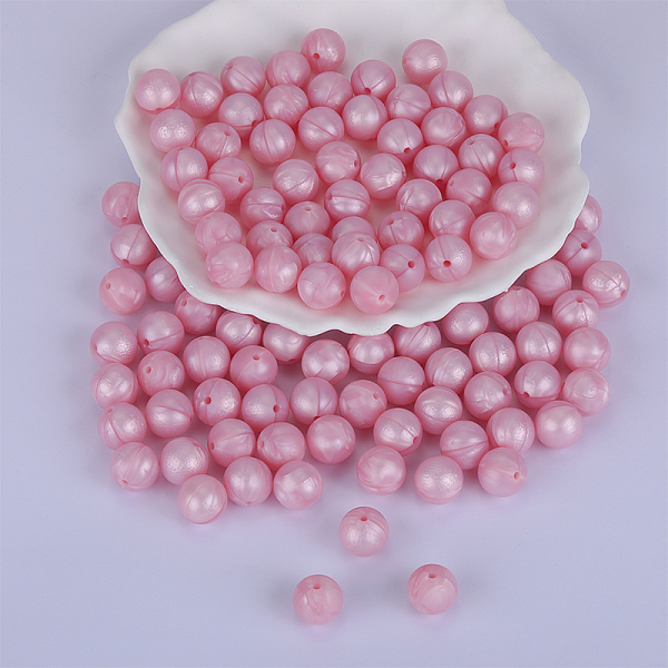 

PandaHall Round Silicone Focal Beads, Chewing Beads For Teethers, DIY Nursing Necklaces Making, Pearl Pink, 15mm, Hole: 2mm Silicone Round