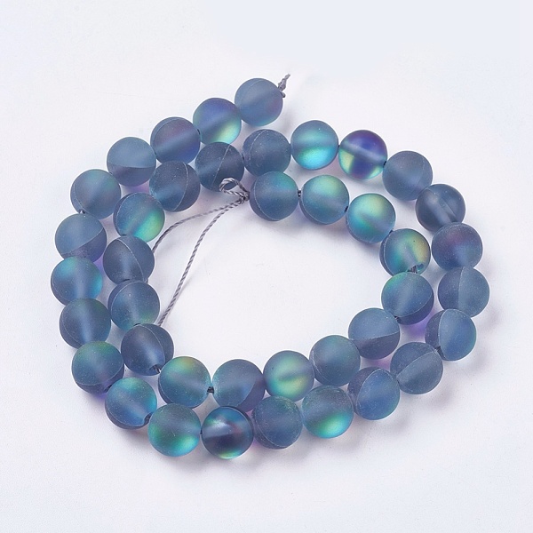 

PandaHall Synthetic Moonstone Beads Strands, Holographic Beads, Round, Frosted, Steel Blue, 6mm, Hole: 1mm, about 64pcs/strand, 15.3 inch...