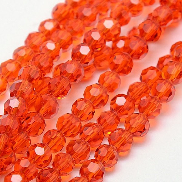 

PandaHall Faceted(32 Facets) Round Glass Beads Strands, Red, 4mm, Hole: 1mm, about 98pcs/strand, 13.7 inch Glass Round Red