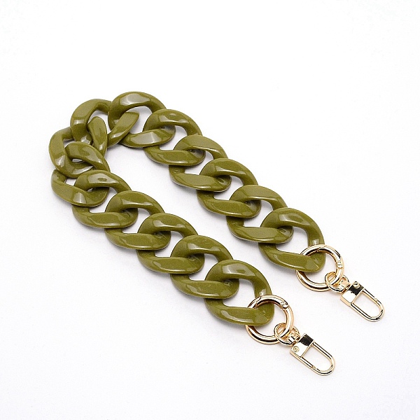 

PandaHall Resin Removable Chain Bag Straps, with Zinc Alloy Clasps, for Bag Straps Replacement Accessories, Olive, 41x3.3x0.7cm Resin Green
