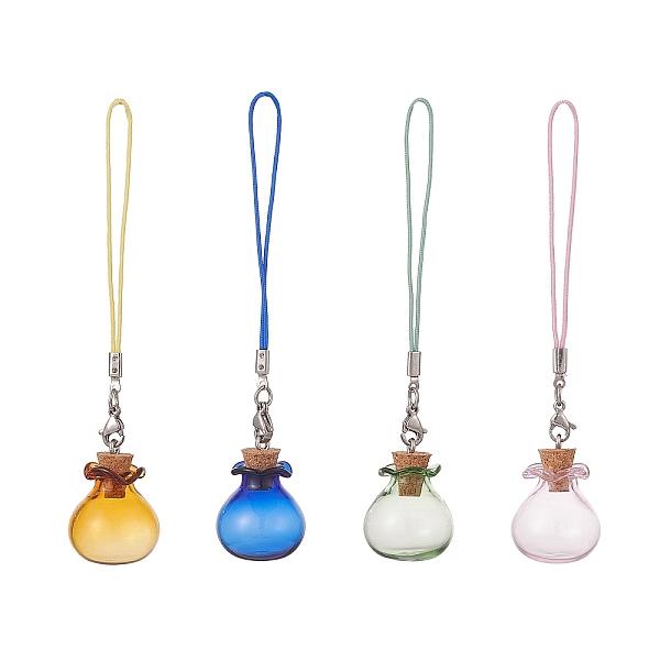 

PandaHall Lucky Bag Shape Glass Cork Bottle Pendants Decorations, Wishing Bottle with Nylon Strap, Mixed Color, 100mm, 4 color, 1pc/color..., Multicolor