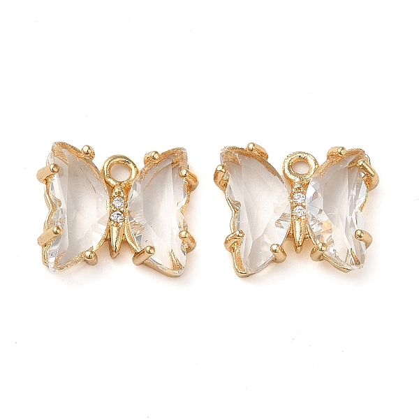 

PandaHall Brass with Glass Pendants, Butterfly, Clear, 10x12x4mm, Hole: 1.2mm Brass Butterfly Clear