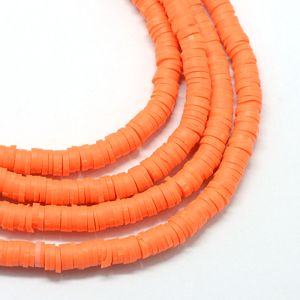 

PandaHall Flat Round Handmade Polymer Clay Bead Spacers, Orange Red, 3x1mm, Hole: 1mm, about 380~400pcs/strand, 17.7 inch Polymer Clay Flat...
