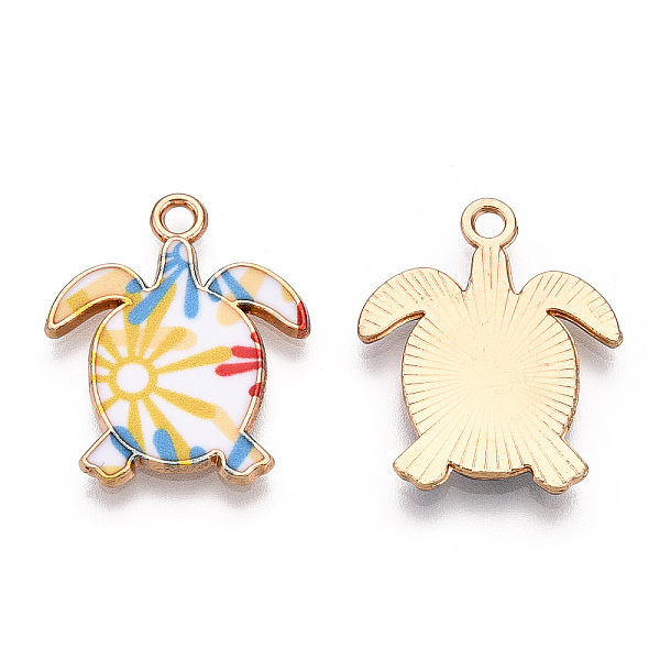 

PandaHall Printed Alloy Pendants, Light Gold, Tortoise Charm, Goldenrod, 21.5x18x1.5mm, Hole: 1.8mm Alloy Flower Gold
