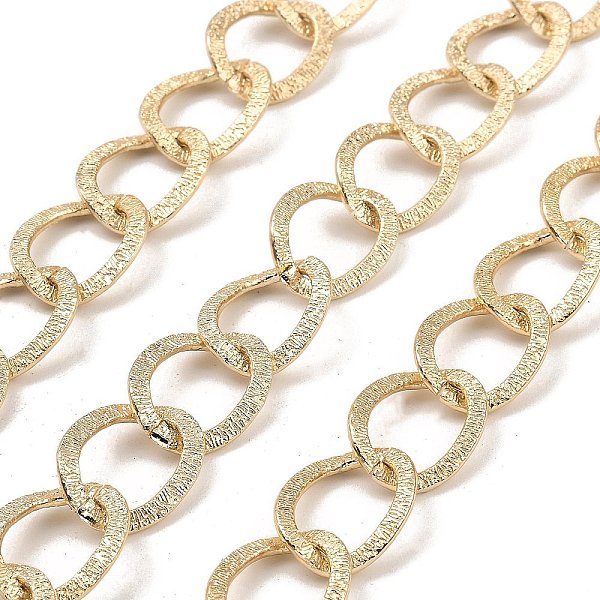 

PandaHall Aluminium Curb Chains, Texture, Unwelded, with Spool, Light Gold, 20x15x1.7mm, about 49.21 Feet(15m)/roll Aluminum