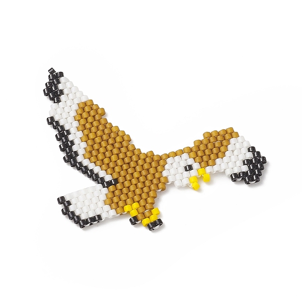 

PandaHall Handmade Loom Pattern MIYUKI Seed Beads, Eagle Pendants, Peru, 38x51x1.4mm Glass Bird Brown