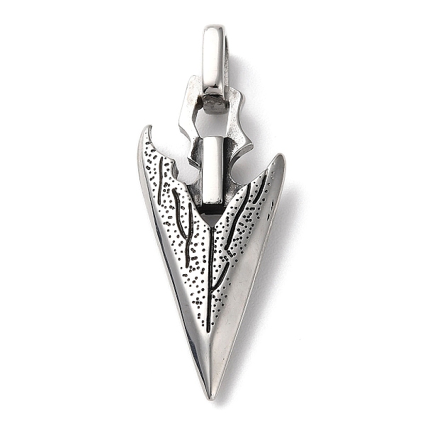 

PandaHall Ion Plating(IP) 304 Stainless Steel Pendants, Spearhead Arrow Weapon Charm, Antique Silver, 49x18.5x4.3mm, Hole: 5x6mm 304...