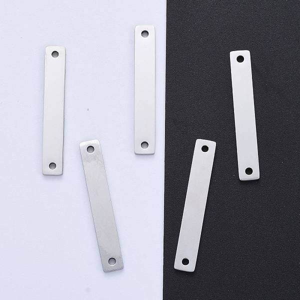 

PandaHall 304 Stainless Steel Links Connectors, Manual Polishing, Stamping Blank Tags, Rectangle, Stainless Steel Color, 38x6x1.8mm, Hole...