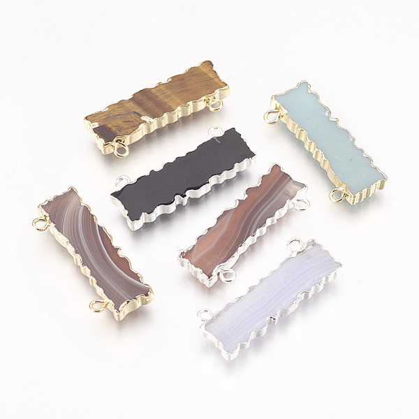 

PandaHall Natural Mixed Stone Pendants, with Brass Findings, Dyed, Rectangle, 11~12x29~32x3~4.5mm, Hole: 1.5mm Mixed Stone Rectangle..., Multicolor