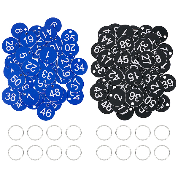 

PandaHall Olycraft Number Tag Set, with 200Pcs Opaque Acrylic Pendants & Iron Split Key Rings, Mixed Color, 35.5x1.2mm, Hole: 4.5~4.6mm..., Multicolor