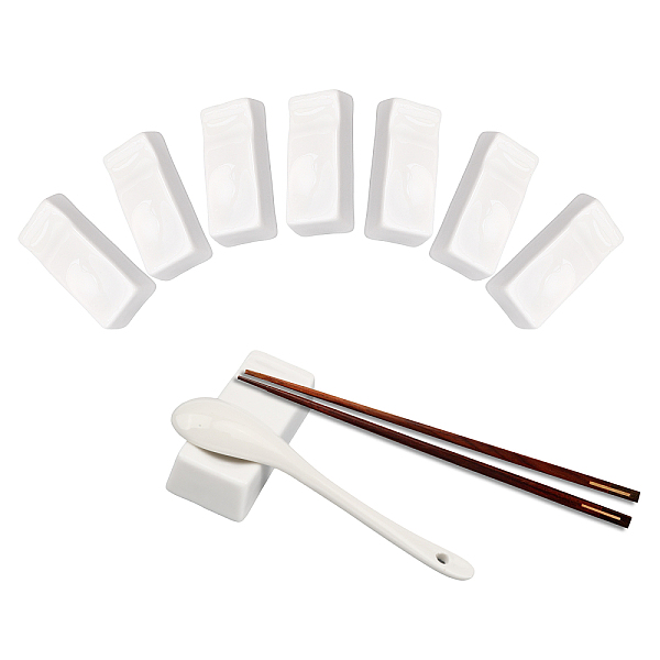 

PandaHall Porcelain Chopsticks Rest Dinner Spoon Stand Knife Fork Holder, Rectangle, White, 74x30.5x17mm Porcelain Rectangle White