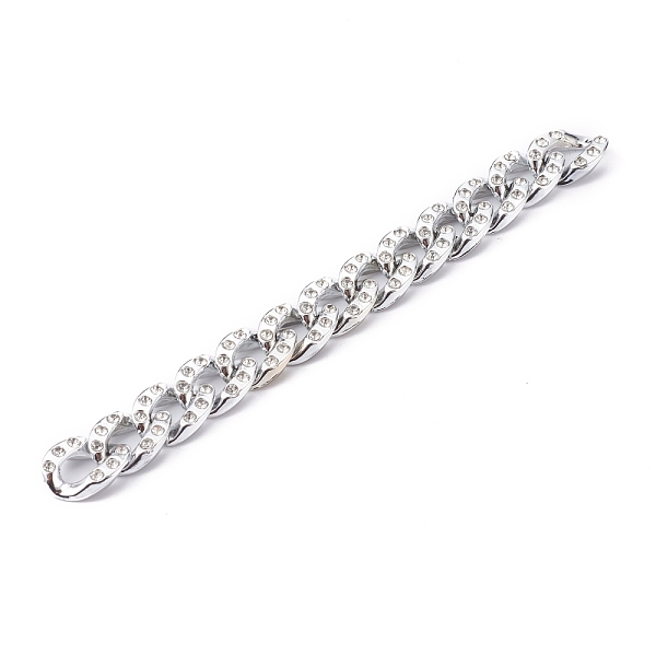 

PandaHall Handmade CCB Plastic Curb Chains, Twisted Chains, with Crystal Rhinestone, Platinum, 19x14x4.5mm Plastic