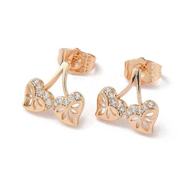 

PandaHall Brass Rhinestone Stud Earrings, Leaf, Light Gold, 12x13mm Rhinestone Leaf