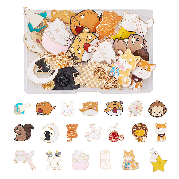 

PandaHall 20Pcs 20 Style Lion & Tiger & Rabbit & Dog Enamel Pins, Light Gold Plated Alloy Animal Badge for Backpack Clothes, Nickel Free &..., Multicolor