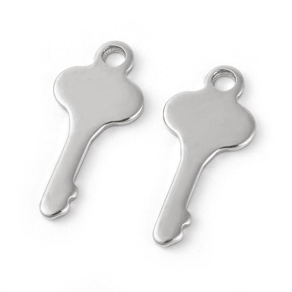 

PandaHall 201 Stainless Steel Charms, Key, Stainless Steel Color, 24x11x1.4mm, Hole: 2mm 201 Stainless Steel Key