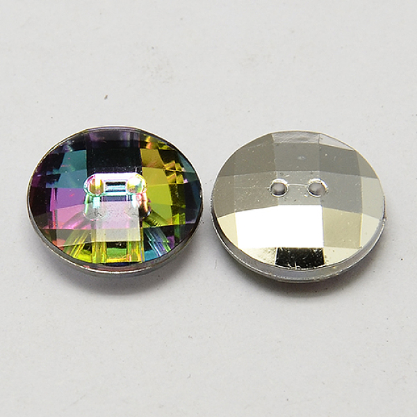 

PandaHall Taiwan Acrylic Rhinestone Buttons, Faceted, 2-Hole, Disc, Colorful, 10x4mm, Hole: 1mm Acrylic Rhinestone Disc